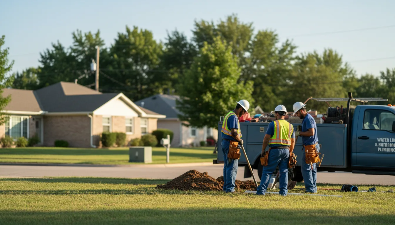 Residential water line and bathroom plumbing service in Terlton, OK